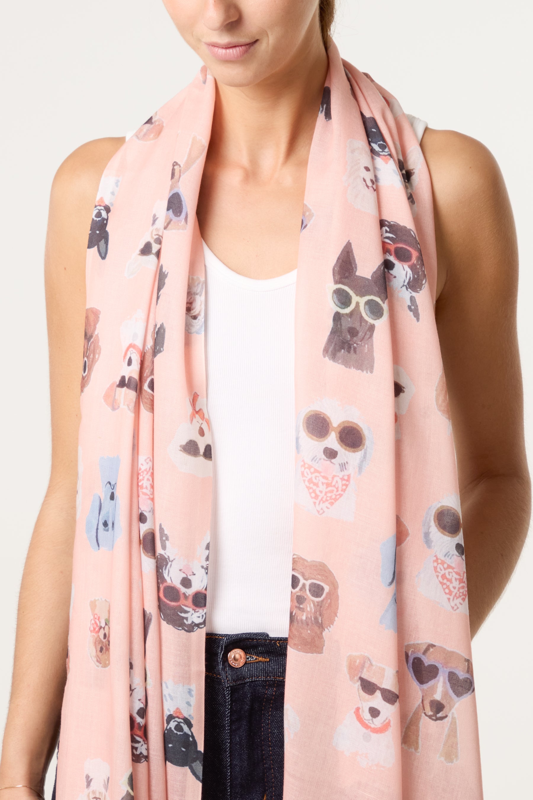 Sunglass Dogs Print Scarf
