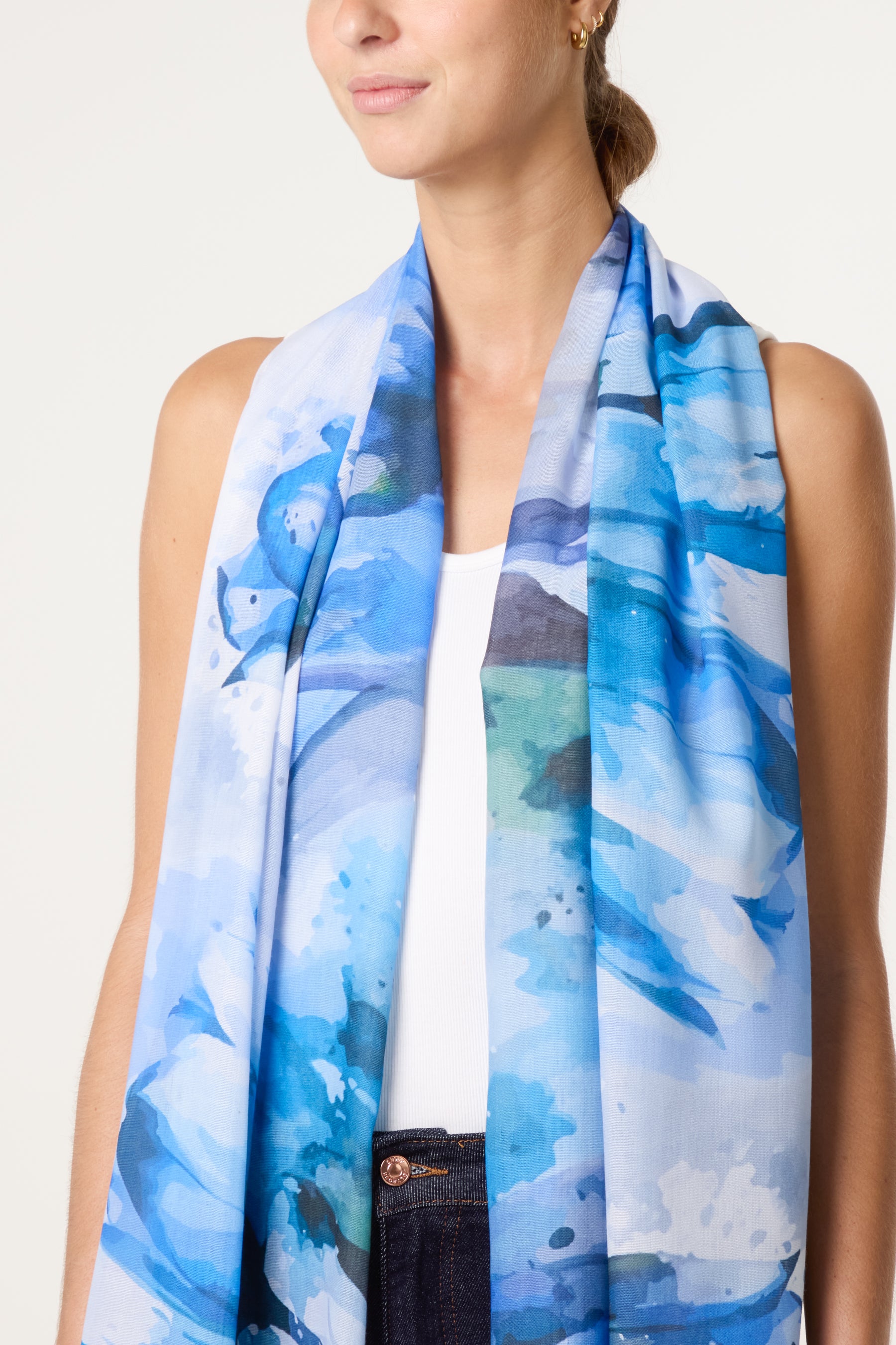 Abstract Floral Print Scarf