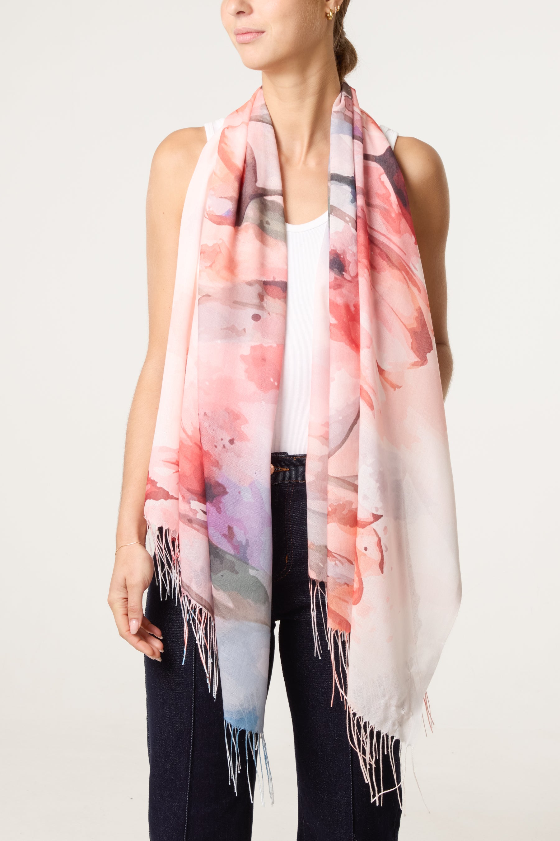 Abstract Floral Print Scarf
