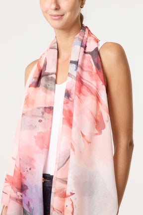Abstract Floral Print Scarf