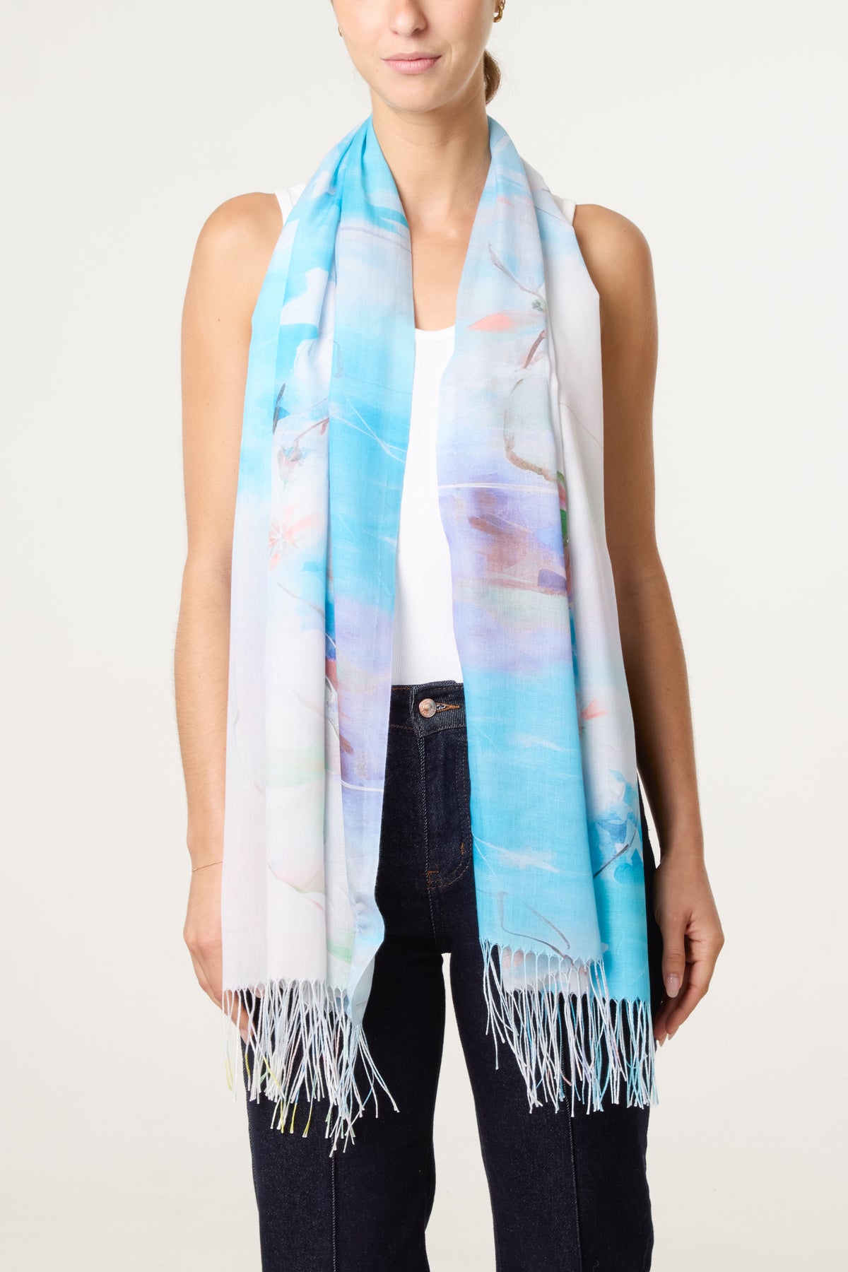 Watercolour Floral Print Scarf