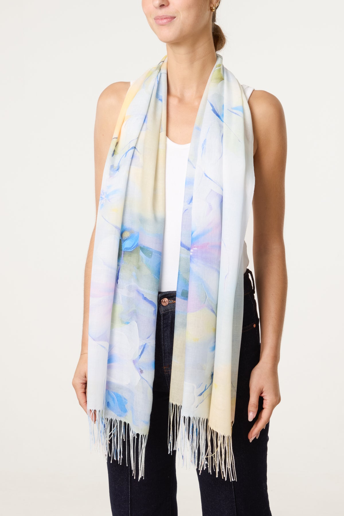 Watercolour Floral Print Scarf