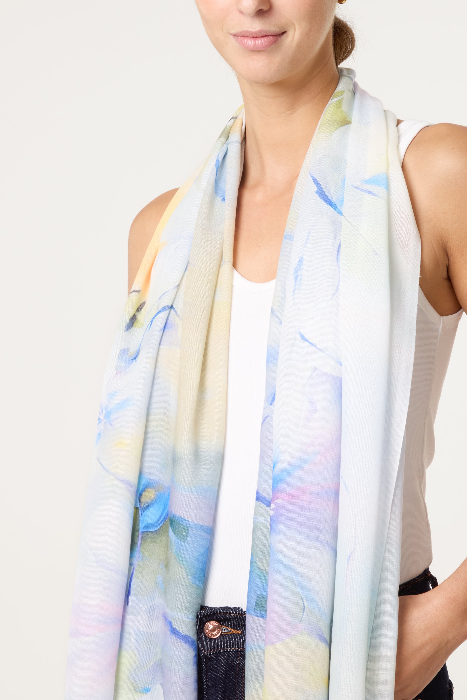 Watercolour Floral Print Scarf