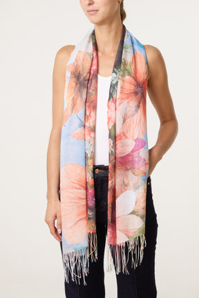 Vivid Floral Print Scarf