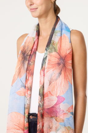 Vivid Floral Print Scarf