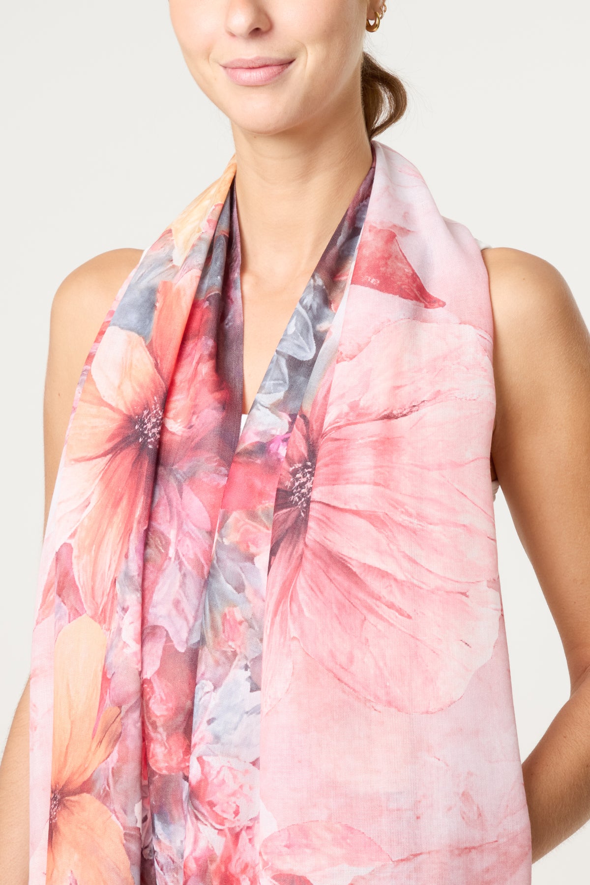 Vivid Floral Print Scarf