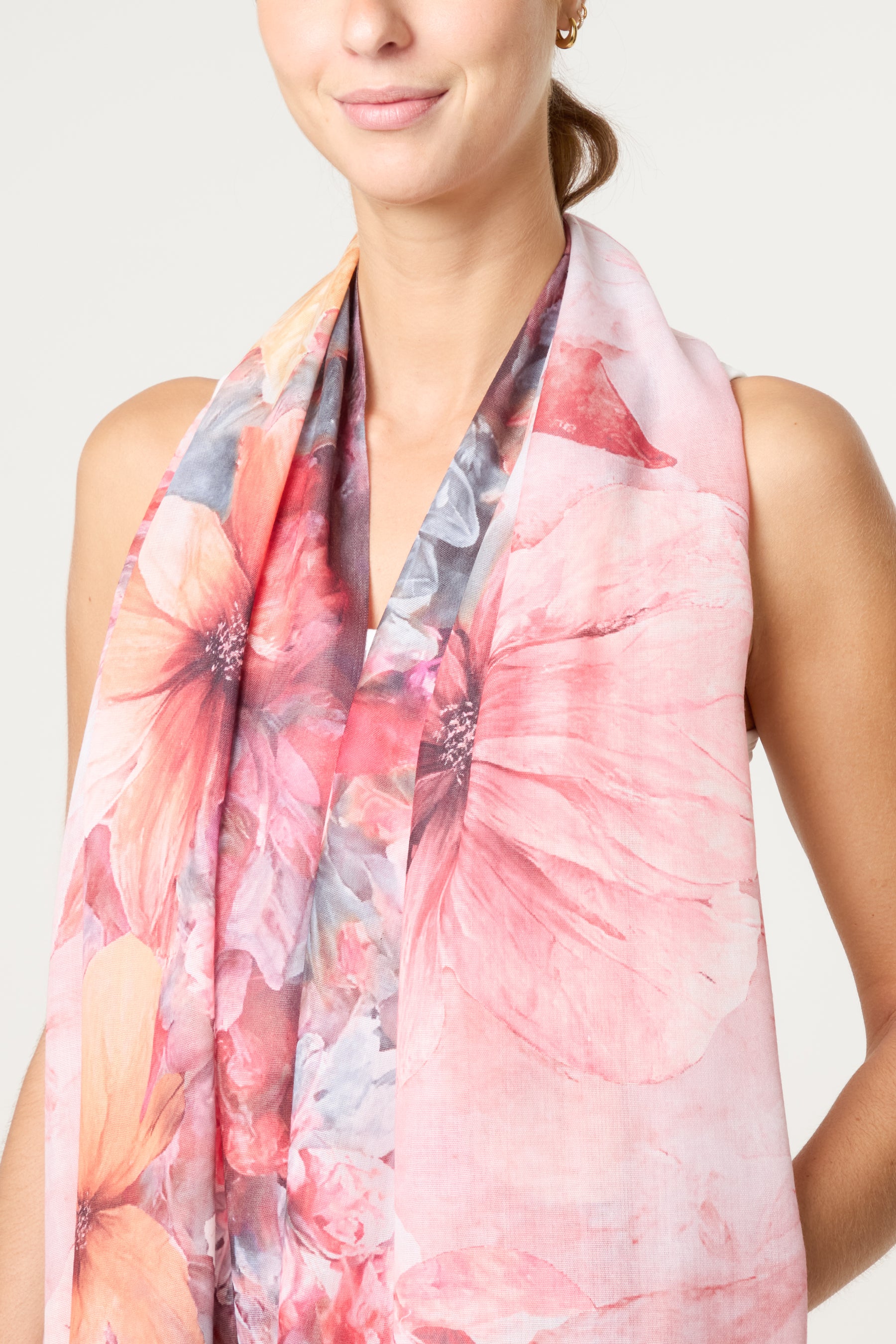 Vivid Floral Print Scarf