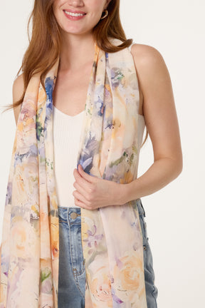 Watercolour Floral Print Scarf