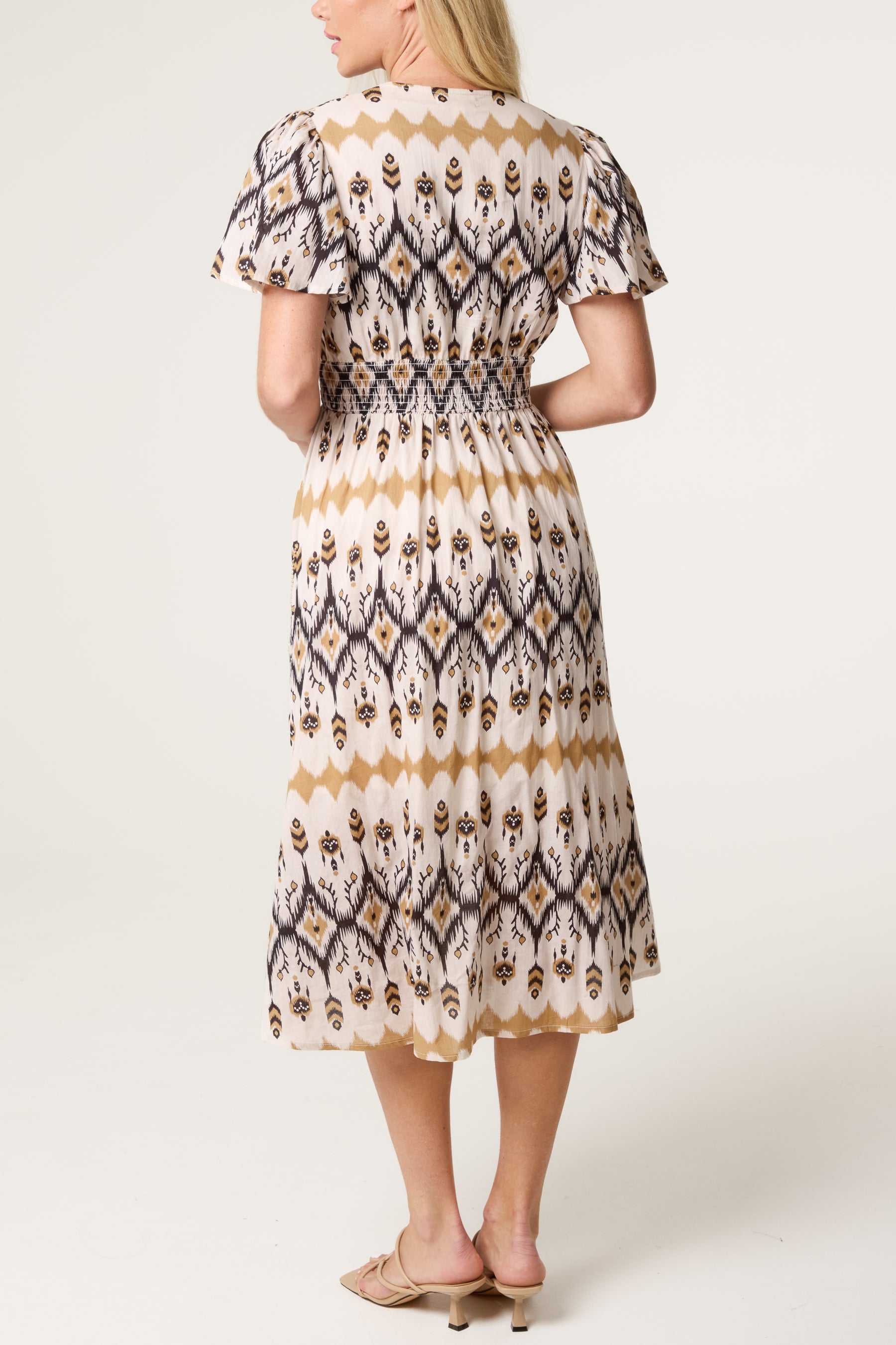 Aztec Embellished Wrap Midi Dress