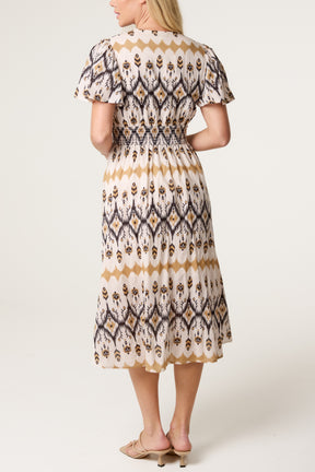 Aztec Embellished Wrap Midi Dress