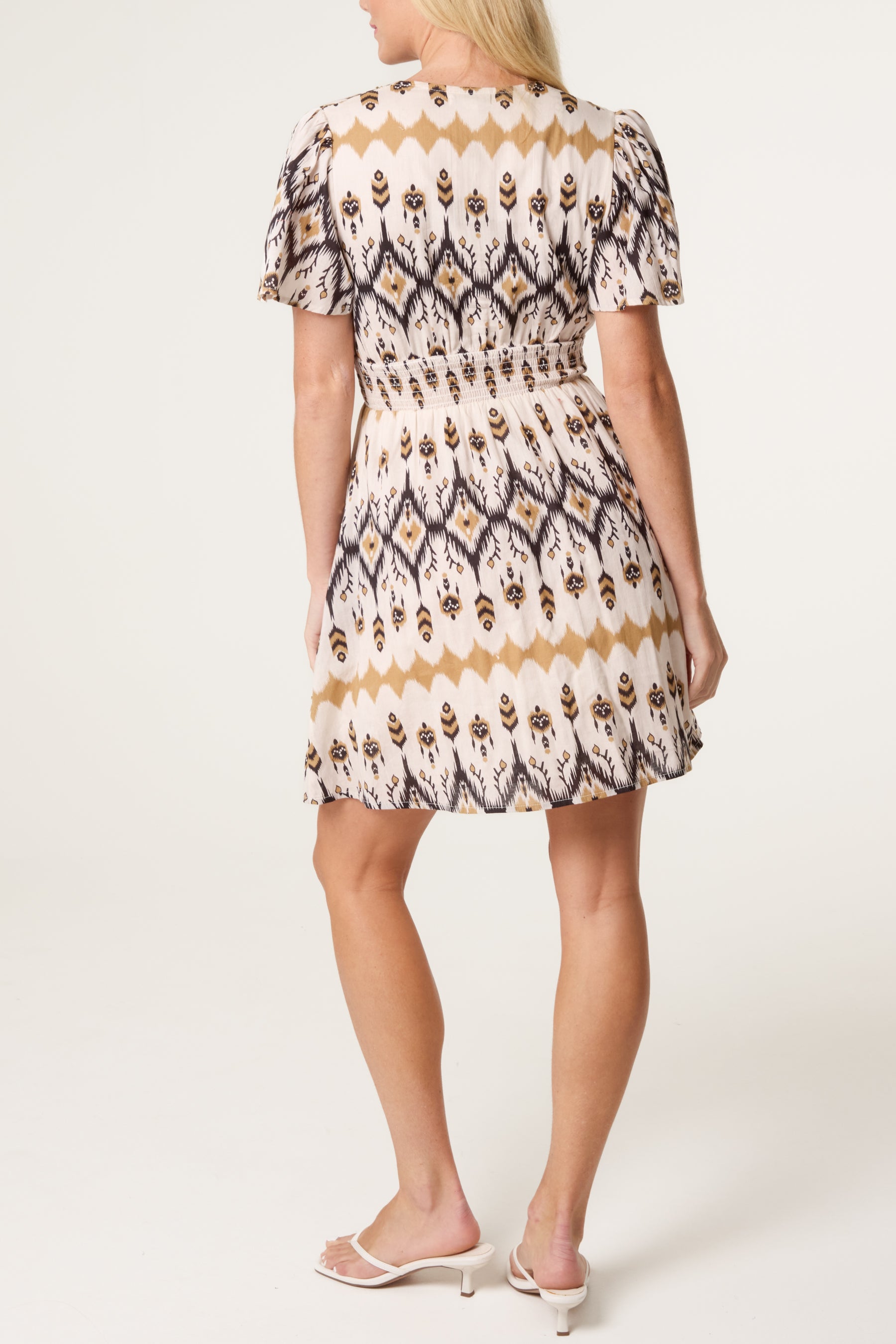 Aztec Embellished Wrap Mini Dress