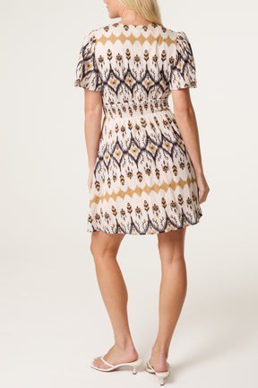 Aztec Embellished Wrap Mini Dress