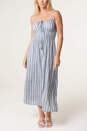 Pinstripe Tie Front Bust Dress