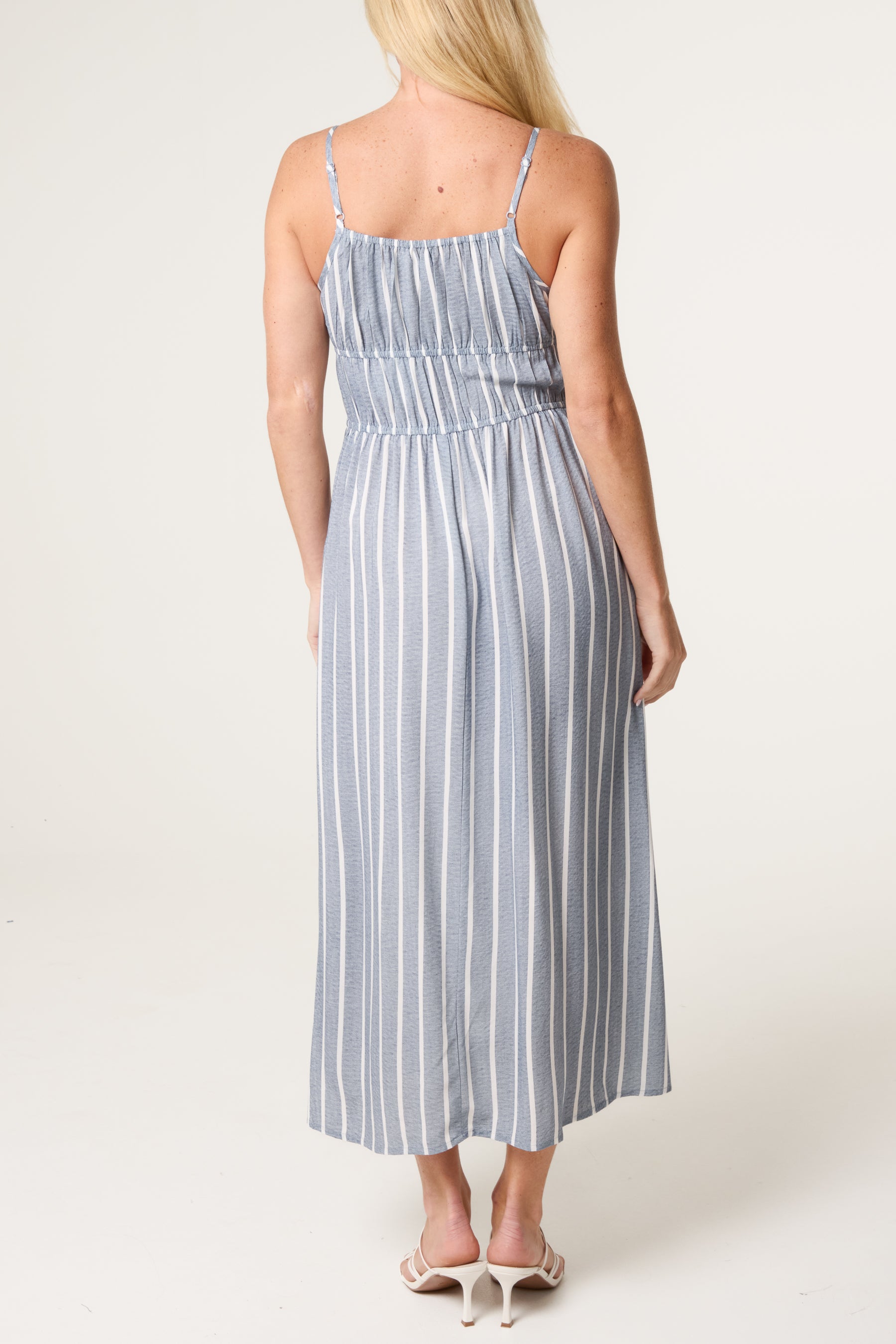 Pinstripe Tie Front Bust Dress