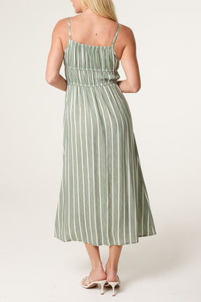 Pinstripe Tie Front Bust Dress