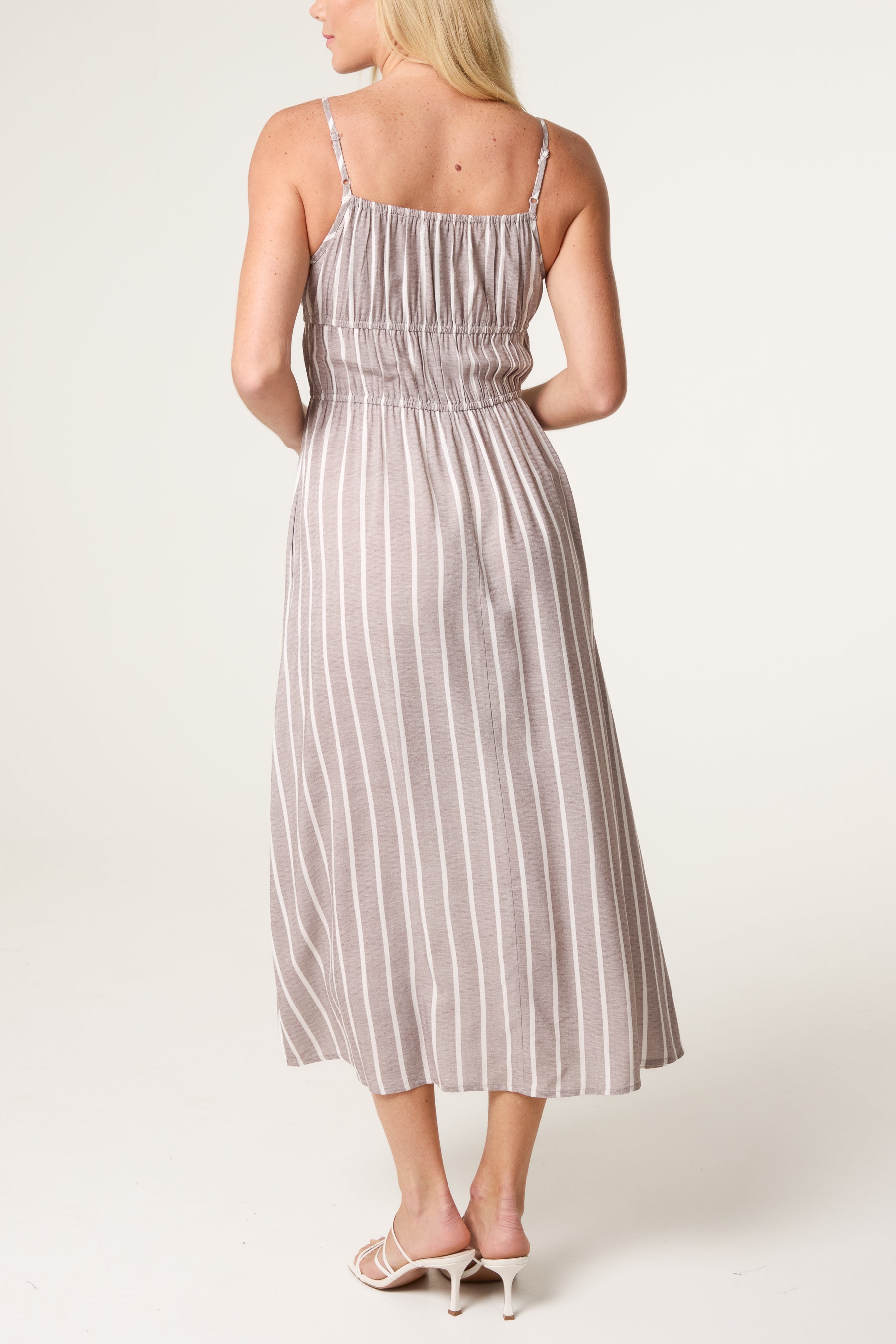Pinstripe Tie Front Bust Dress