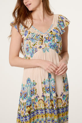 Multi Floral Boho Tiered Maxi Dress