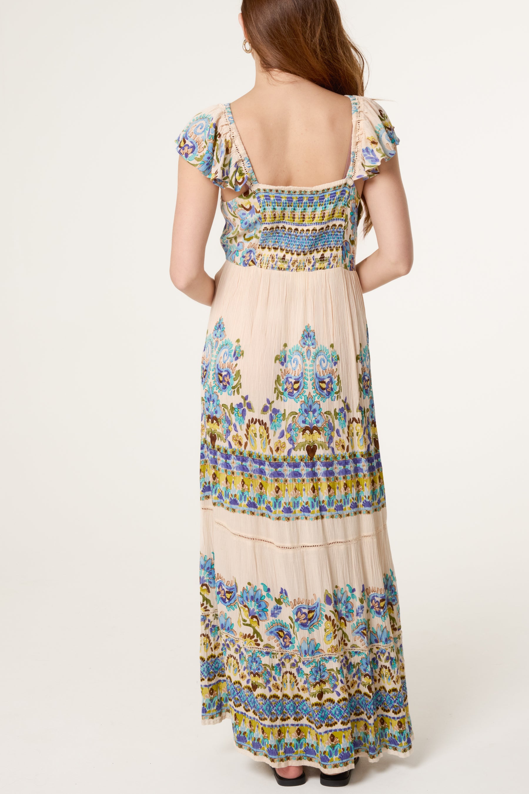Multi Floral Boho Tiered Maxi Dress