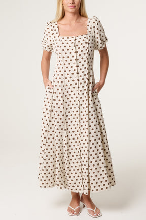Polka Dot Puff Sleeve Dress