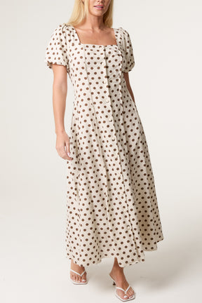 Polka Dot Puff Sleeve Dress
