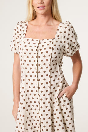 Polka Dot Puff Sleeve Dress