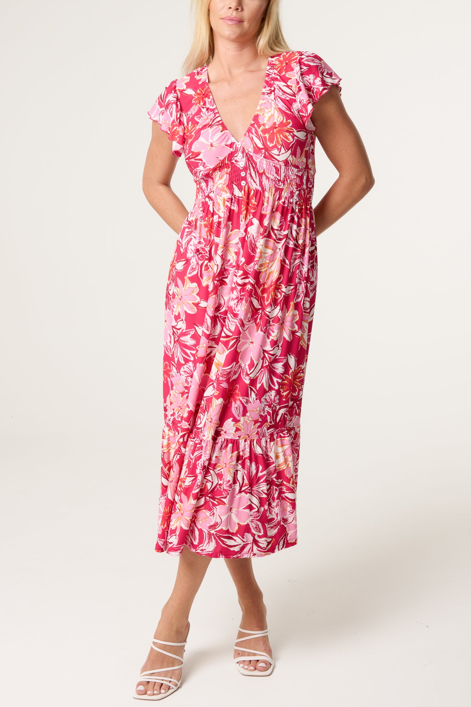Tropical Floral Stretch Crepe Dress