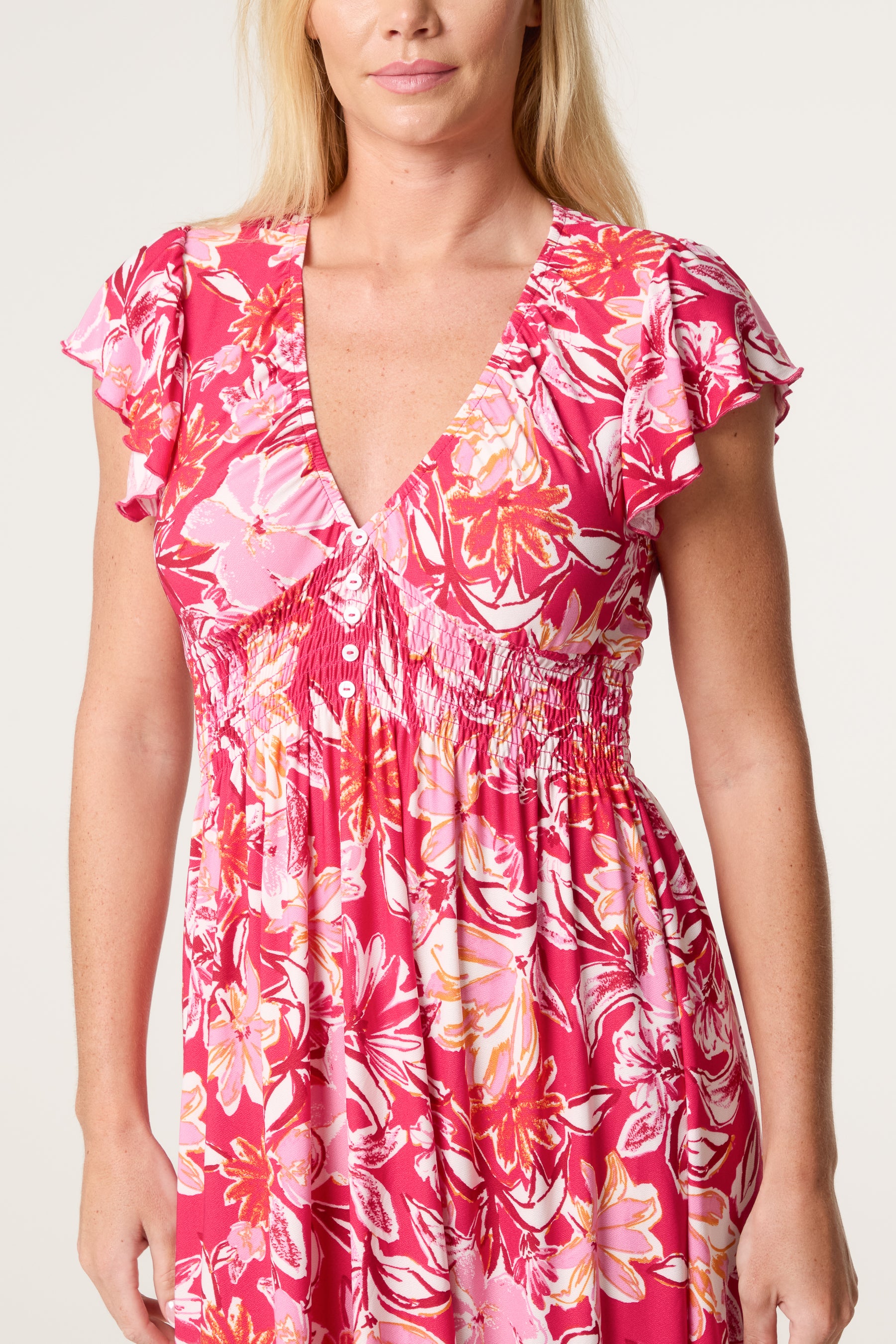 Tropical Floral Stretch Crepe Dress