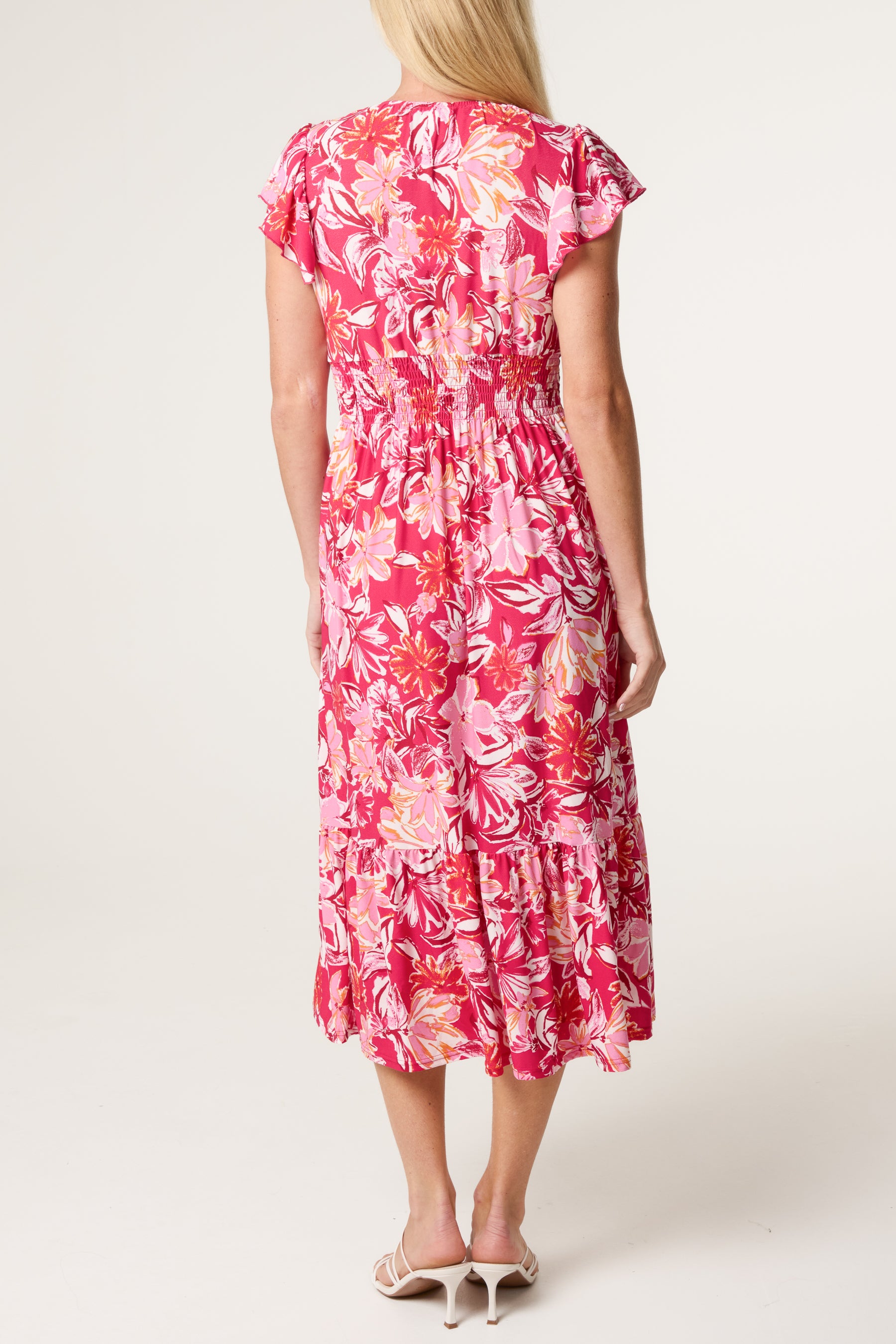 Tropical Floral Stretch Crepe Dress