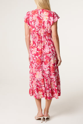 Tropical Floral Stretch Crepe Dress