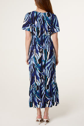 Ring Detail Stretch Crepe Abstract Dress