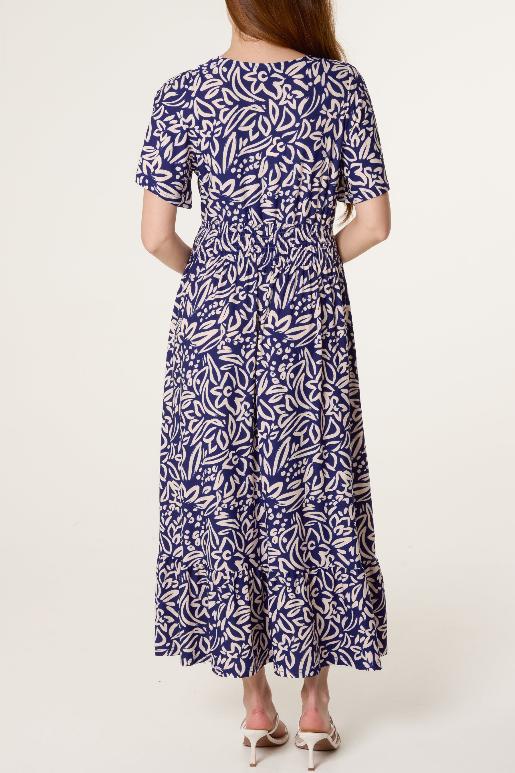 Wrap Front Leaf Print Dress