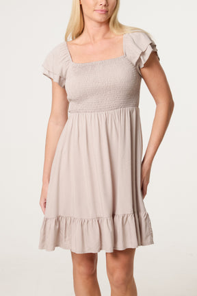 Shirred Bust Smock Mini Dress
