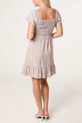 Shirred Bust Smock Mini Dress