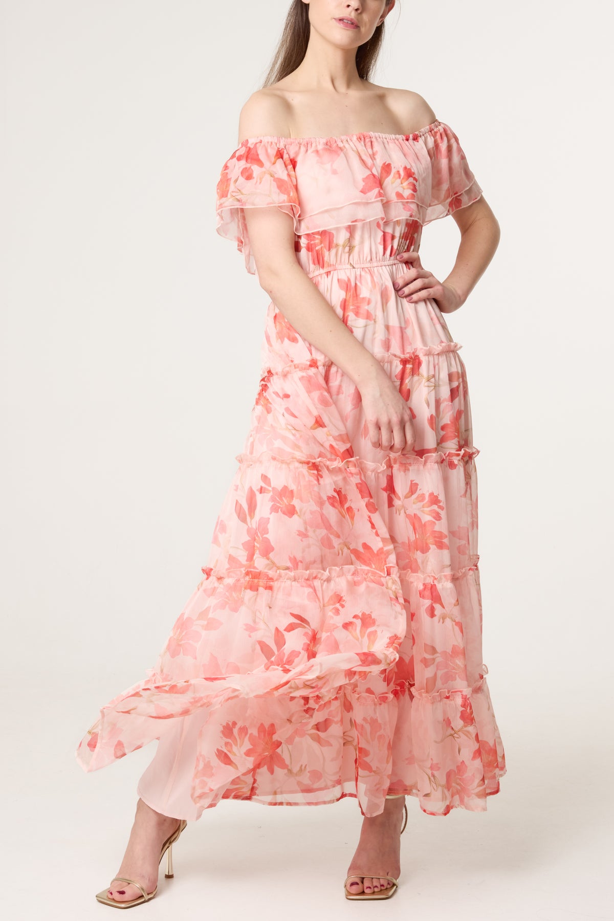 Bardot Frill Tiered Floral Dress
