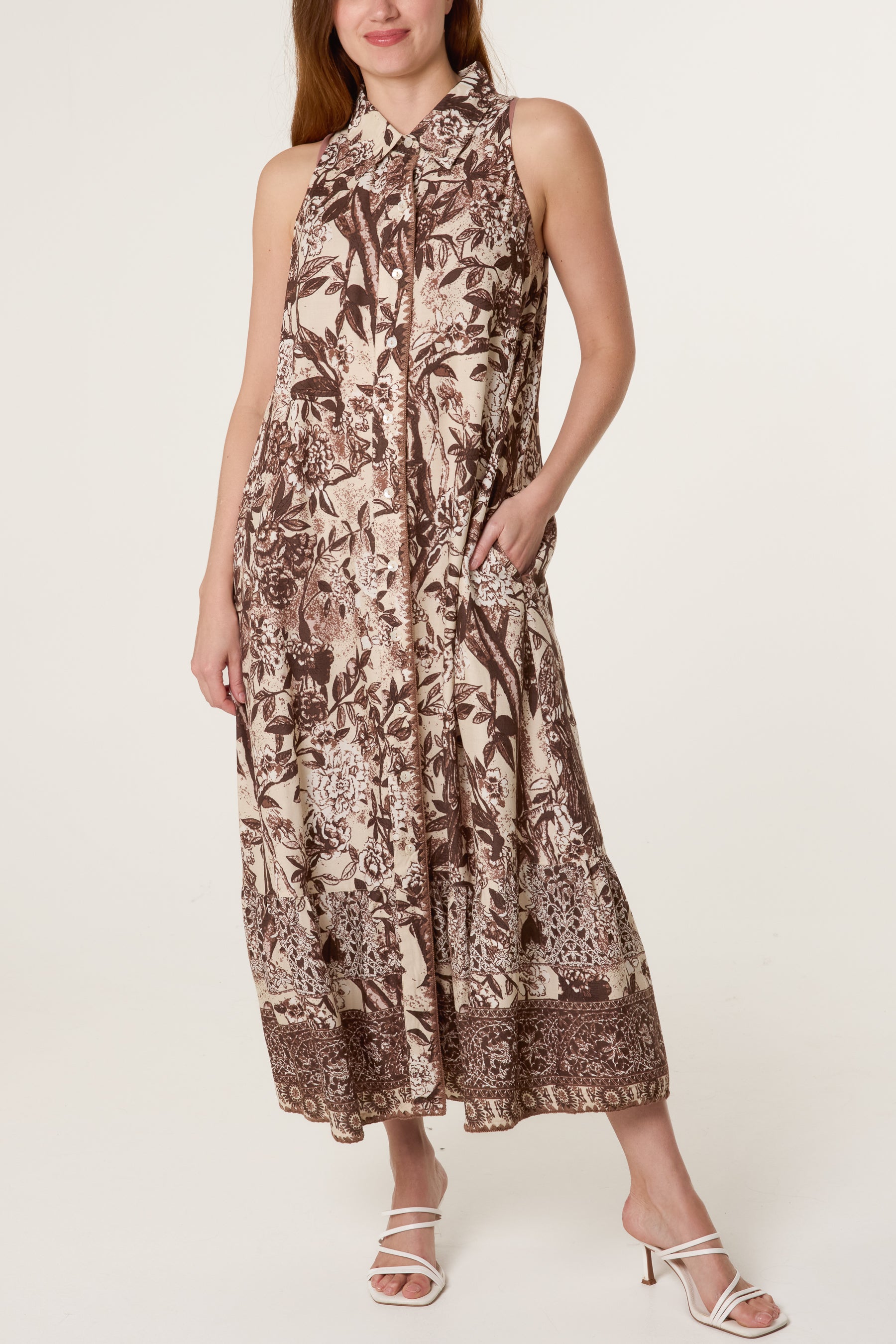 Floral Button Through Midi Dress