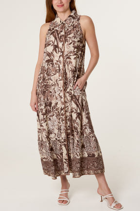 Floral Button Through Midi Dress