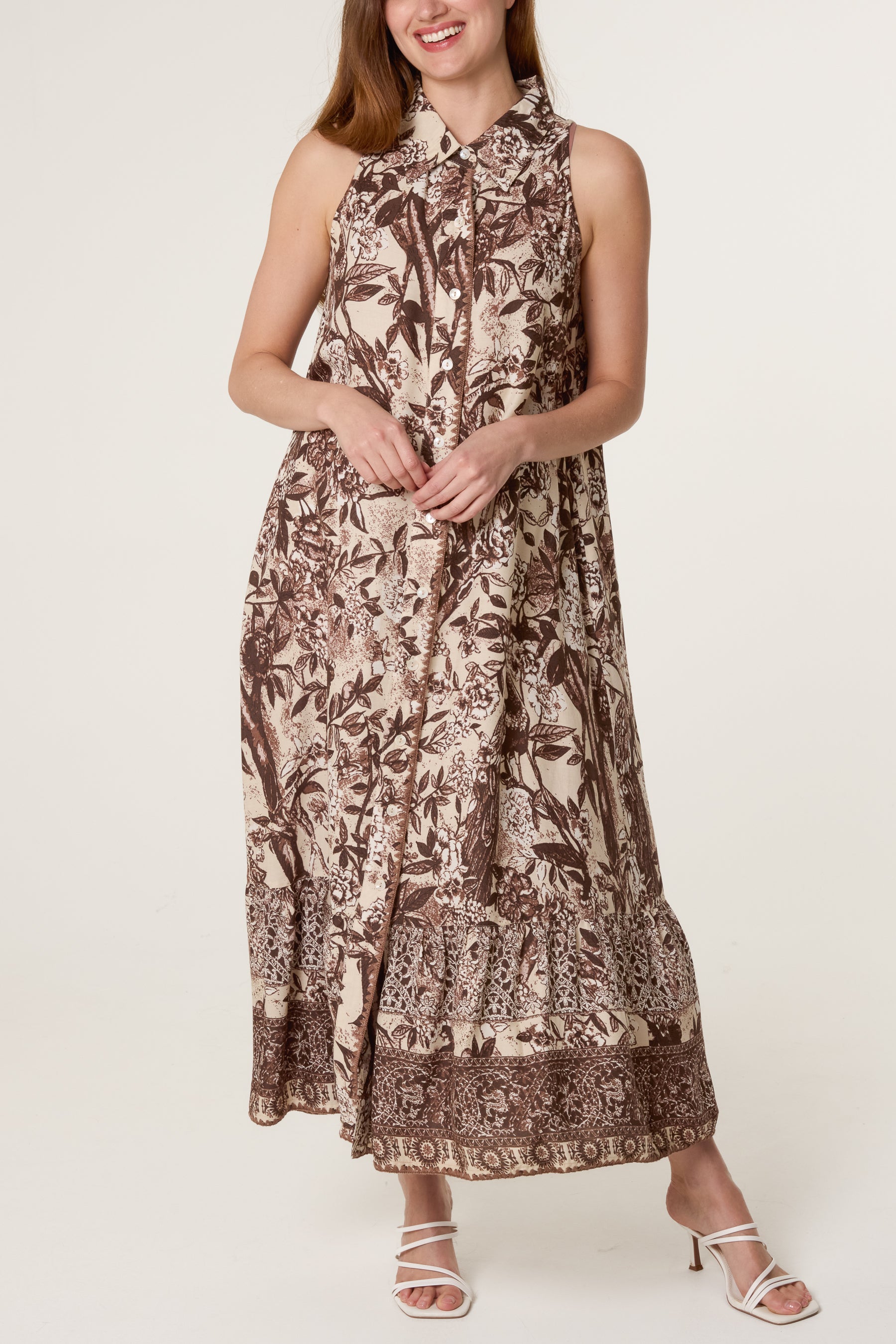 Floral Button Through Midi Dress