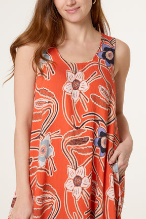 Floral Scoop Neck Maxi Dress
