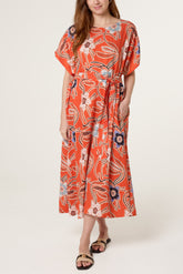 Floral Belted Relaxed Pocket Dress