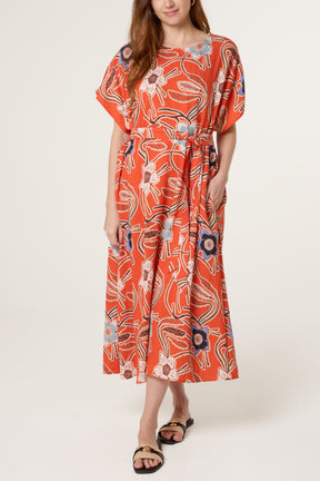 Floral Belted Relaxed Pocket Dress