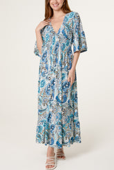 Paisley Print Stretch Empire Bust Dress