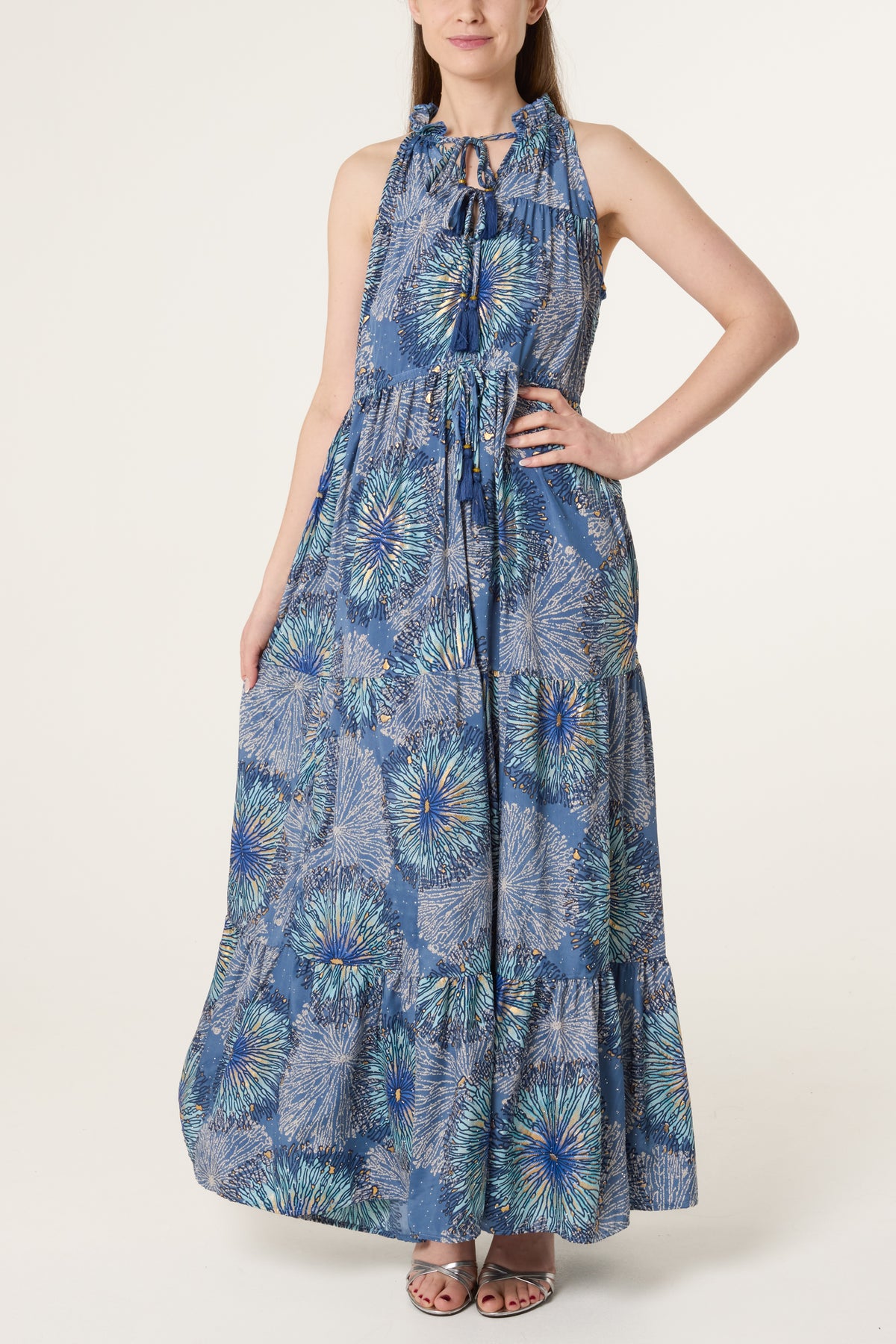 Halter Neck Tie Front Dress