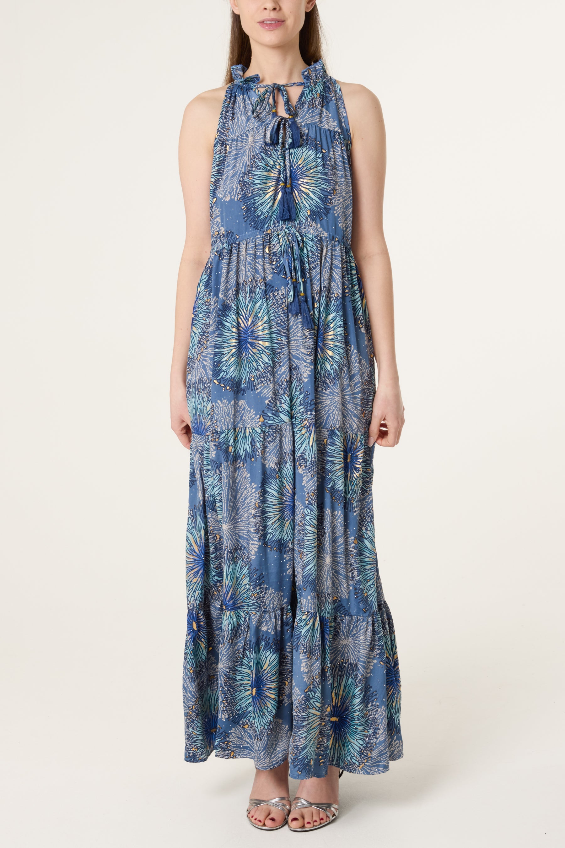 Halter Neck Tie Front Dress