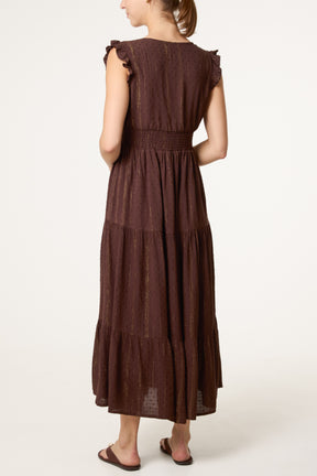 Metallic Detail V-Neck Dress