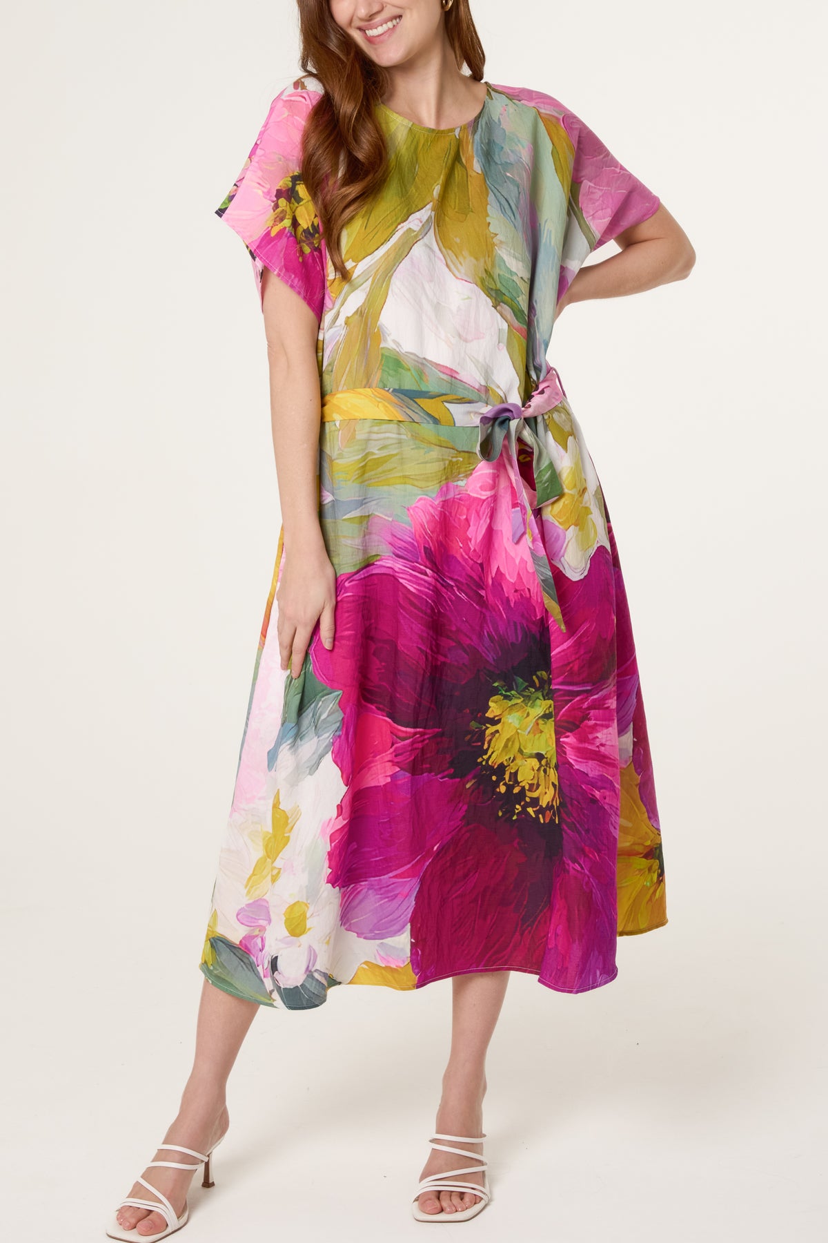 Watercolour Flower Belted Relaxed Dress