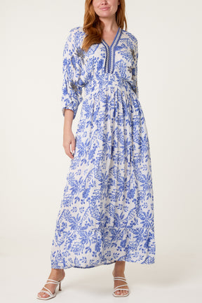Embellished V-Neck Midi Dress