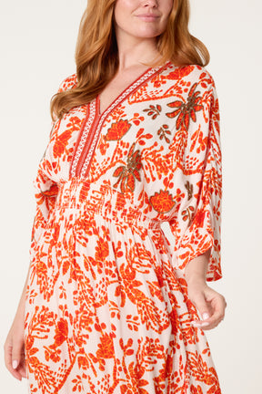 Embellished V-Neck Midi Dress
