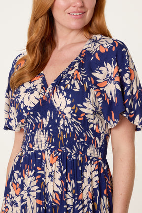 Hanky Hem Shirred Midi Dress
