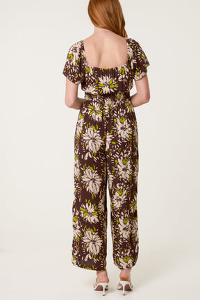 Shirred Waist Wide Leg Jumpsuit