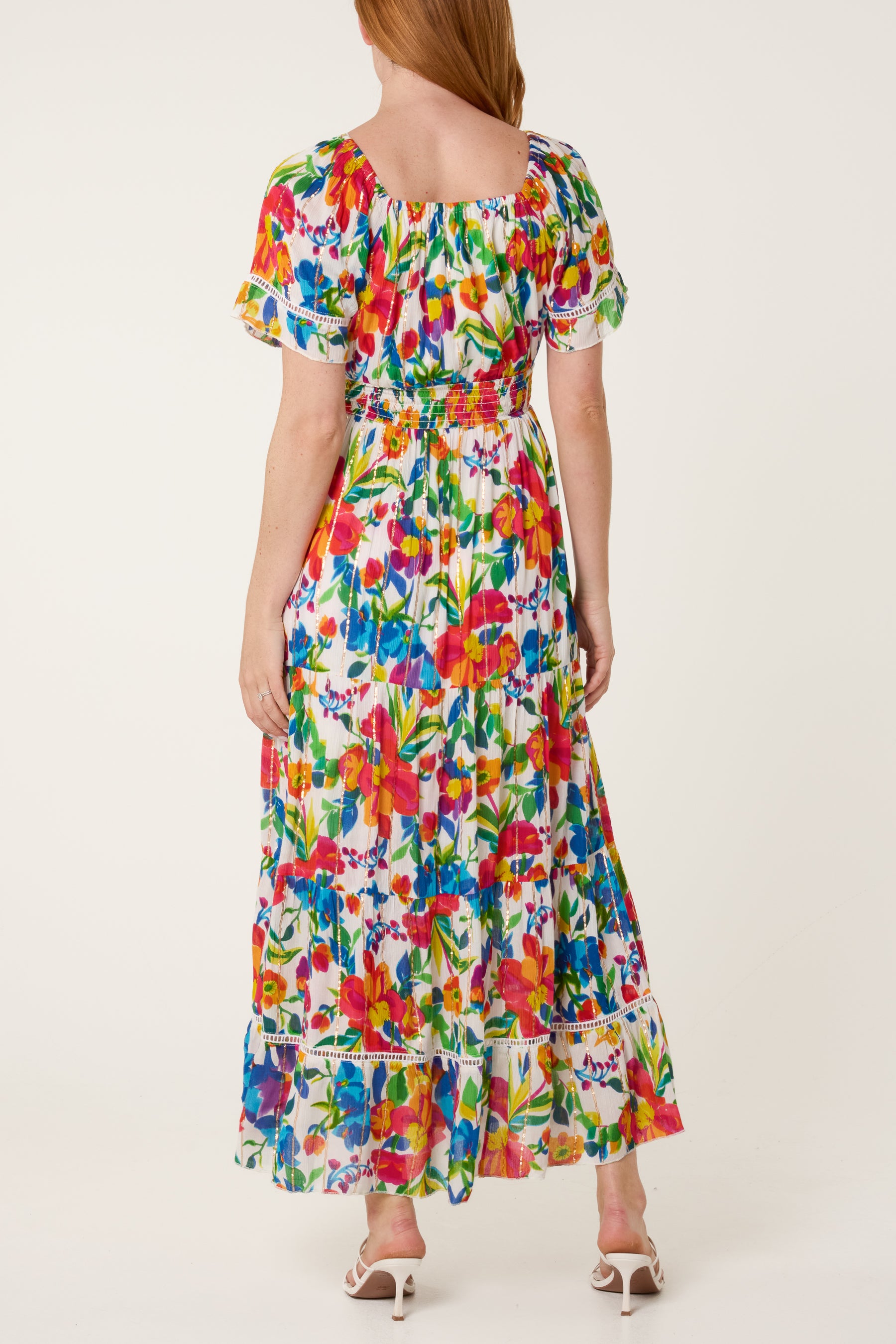 Bardot Metallic Detailed Floral Dress